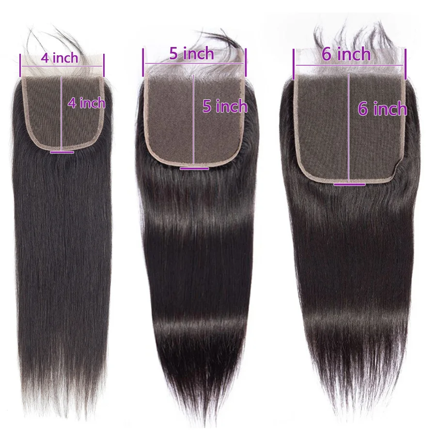 4x4/5x5/6x6 Transparent Lace Closure Pre Plucked Natural Hairline Brazilian Ramy Closure for Women 14-26 inch Straight Closure