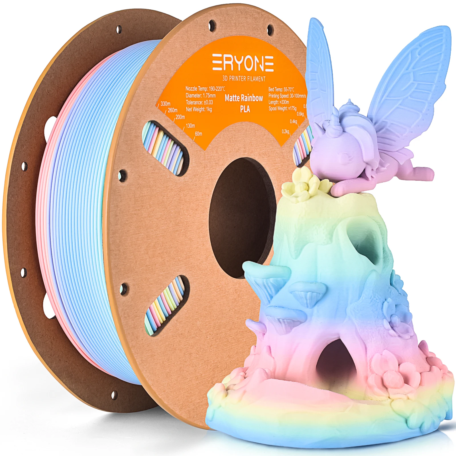 ERYONE Promotion PLA Matte Rainbow 1/2/3/5/10KG 1.75mm ±0.03mm Filament For 3D Printer Macaron Watercolor Filament High Quality