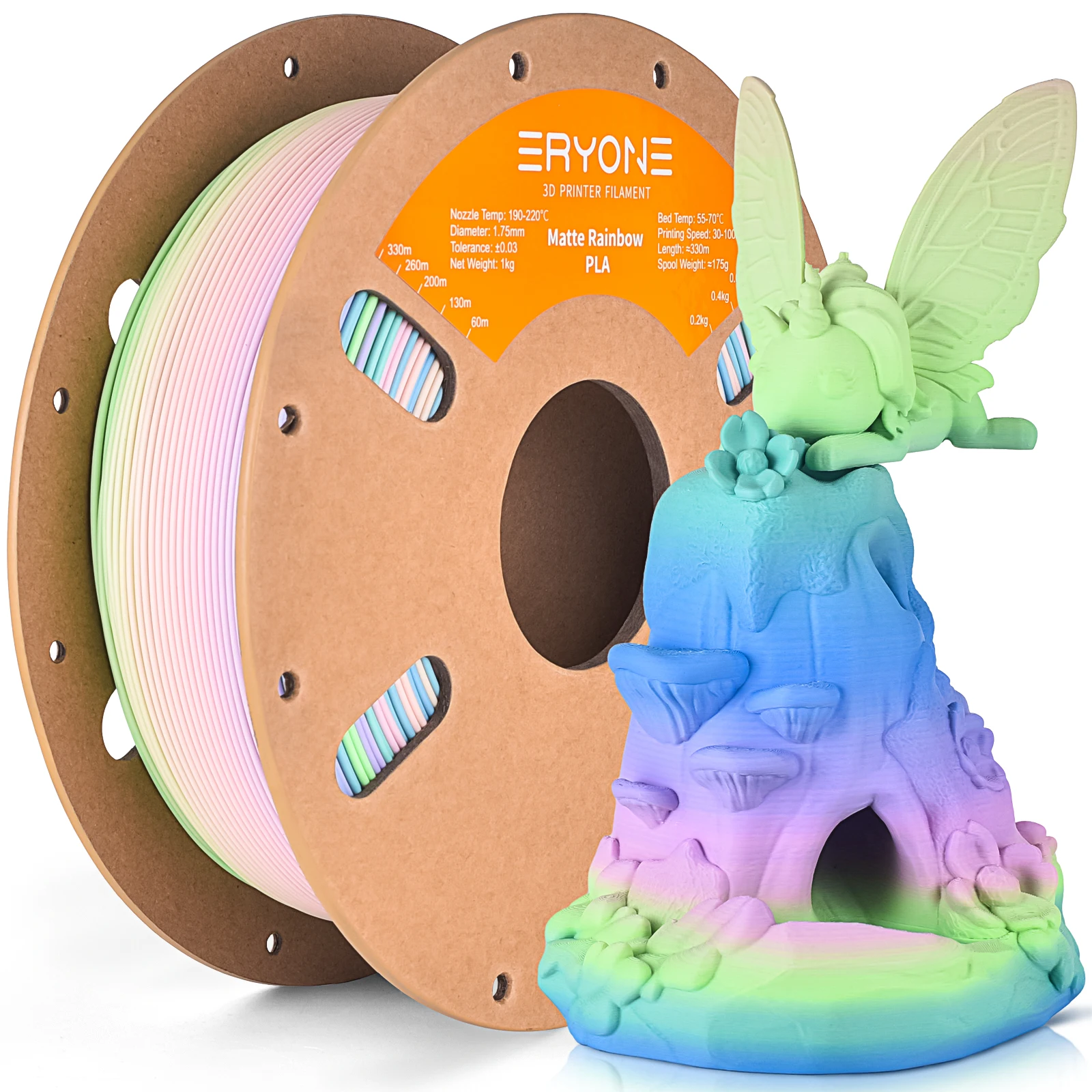 ERYONE Promotion PLA Matte Rainbow 1/2/3/5/10KG 1.75mm ±0.03mm Filament For 3D Printer Macaron Watercolor Filament High Quality