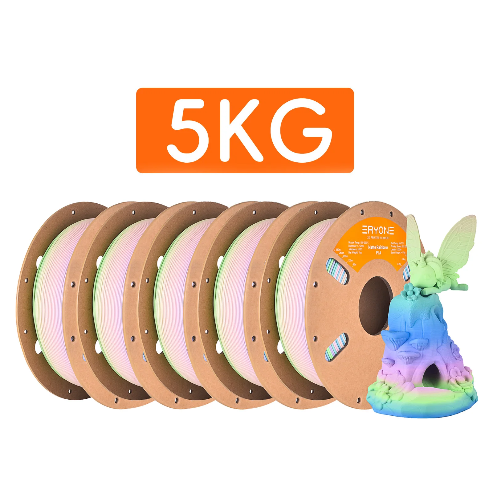 ERYONE Promotion PLA Matte Rainbow 1/2/3/5/10KG 1.75mm ±0.03mm Filament For 3D Printer Macaron Watercolor Filament High Quality