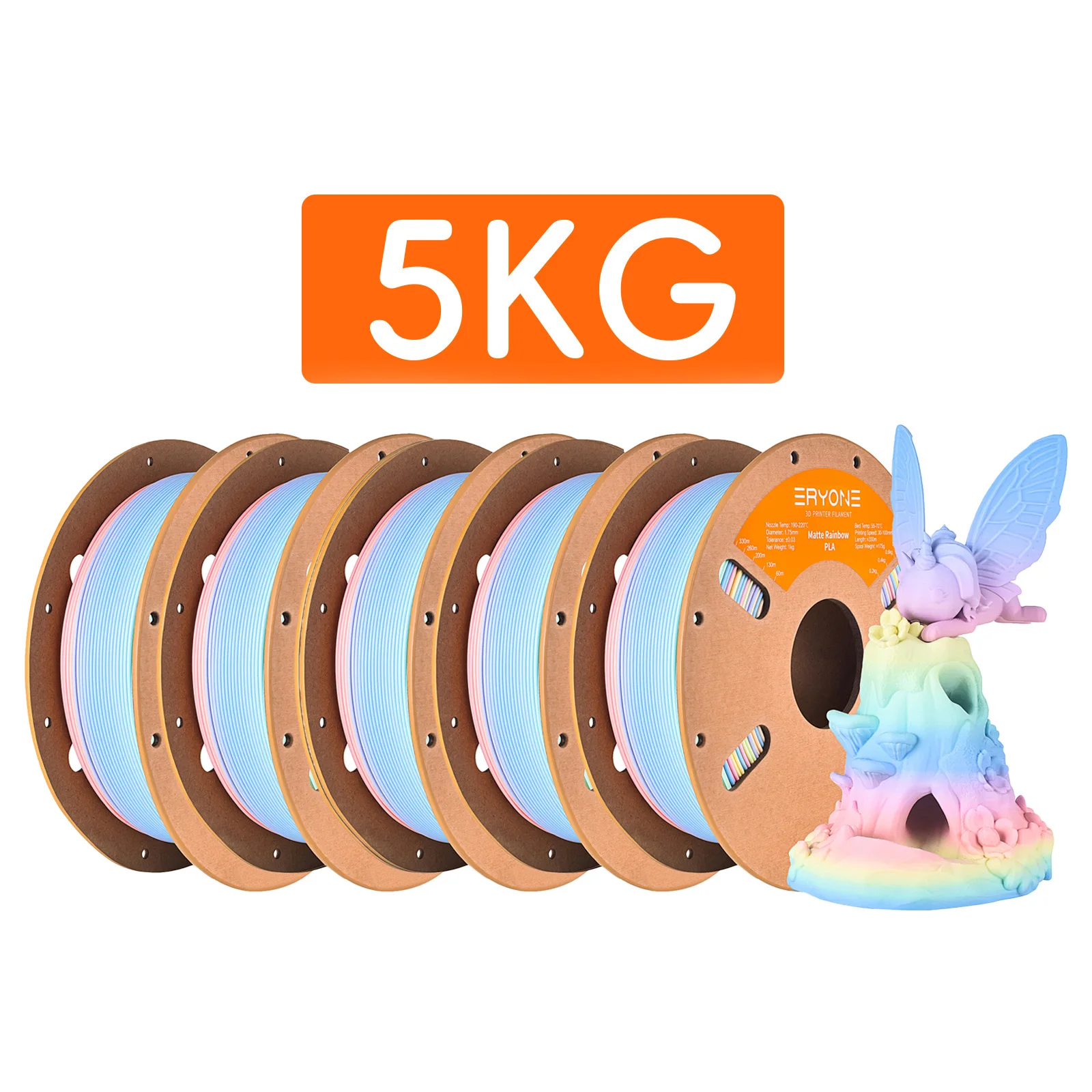 ERYONE Promotion PLA Matte Rainbow 1/2/3/5/10KG 1.75mm ±0.03mm Filament For 3D Printer Macaron Watercolor Filament High Quality