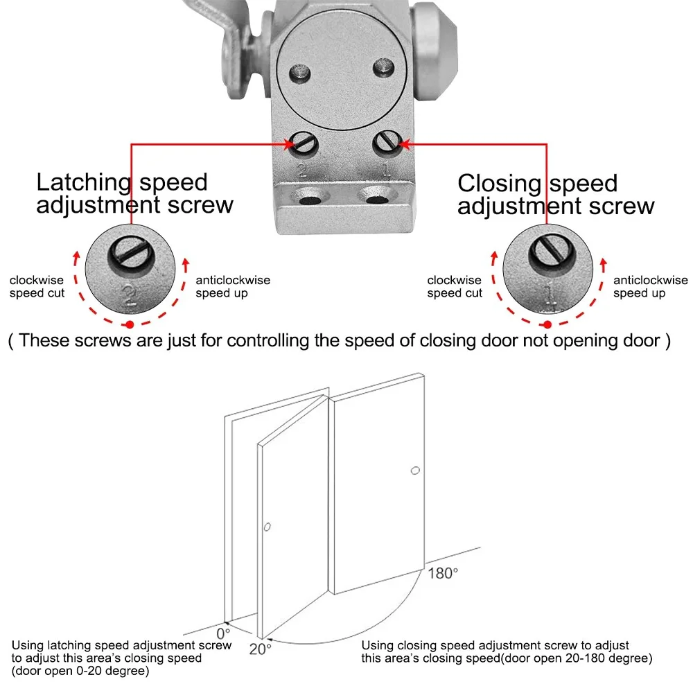 Automatic Door Closer Spring Hydraulic Buffer Metal Concealed Gate Closer Adjustable Speed Door Mute Closing 15 to 30KG