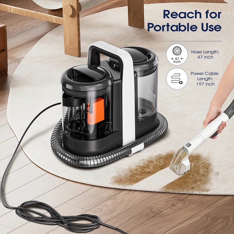 OMESER W07 Spot Cleaner 600W 15KPa Handheld Carpet Cleaner for Sofa Curtain Spray Suction Integrated Upholstery Clean Machine
