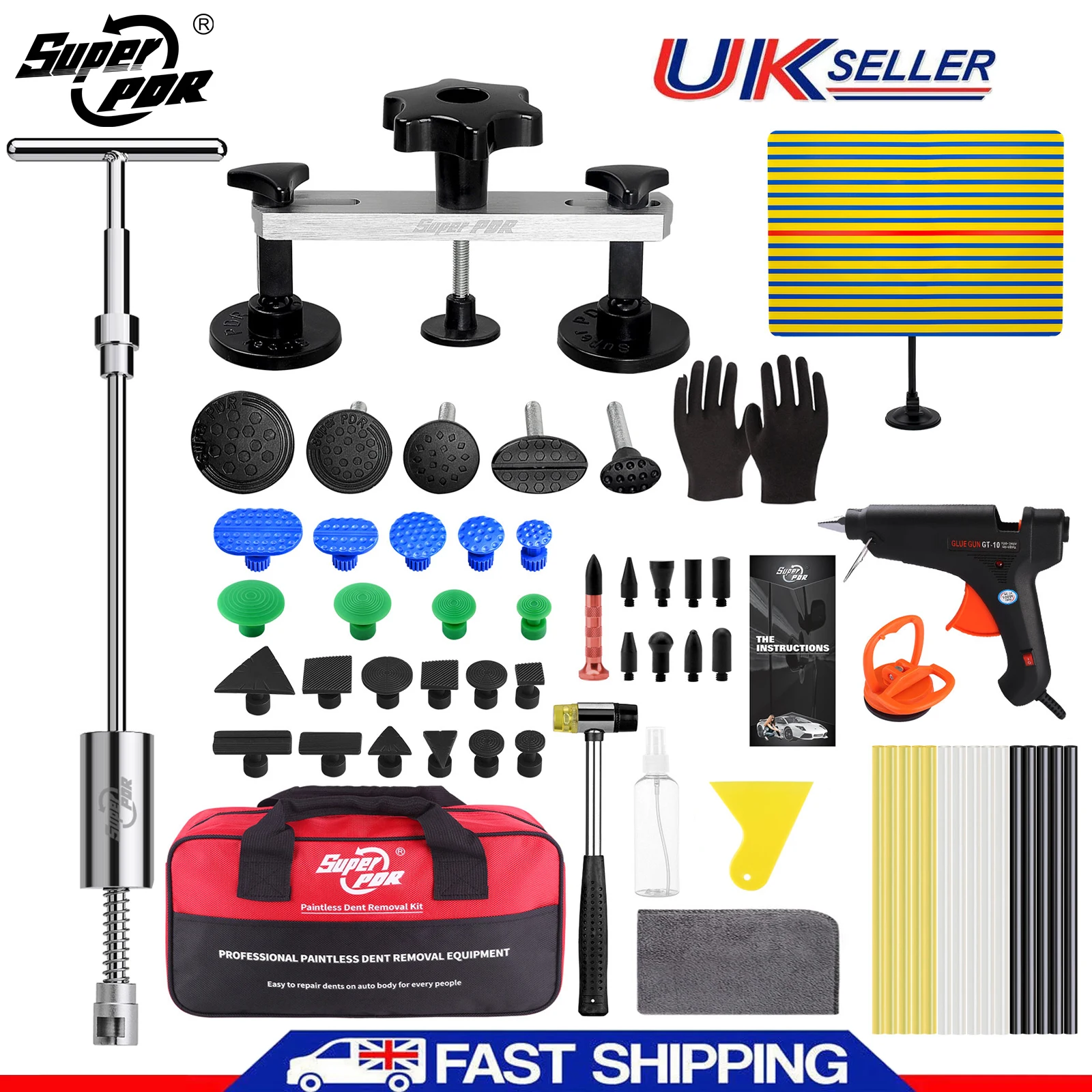 Super PDR Tool Car Dent Removal Kit Paintless Dent Repair Kits Dent Puller Suckers Suction Cup for Cars Body Denting Auto tools