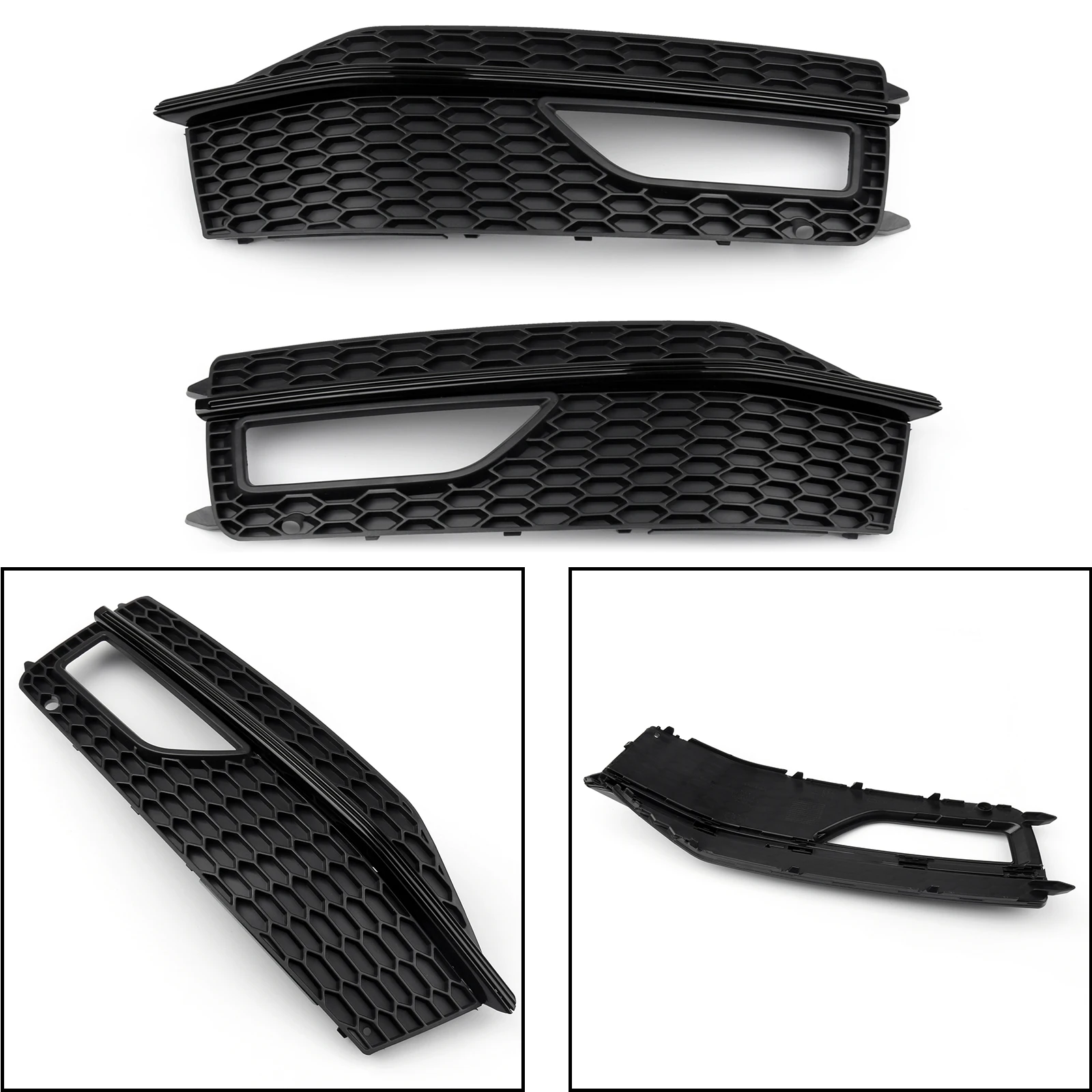 Artudatech 1Pair Bumper Fog Light Lamp Cover Grille Grill For Audi A4 S-line S4 2013-2015
