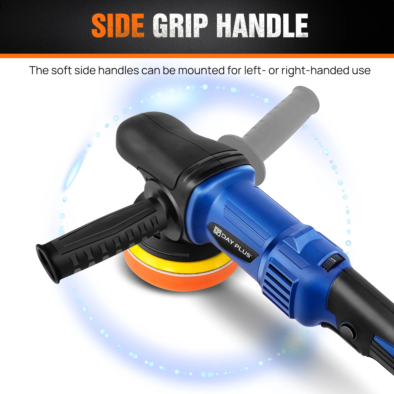 920W Dual Action Electric Polisher Buffer with 120mm Plate 6 Variable Speeds 2800-5800RPM Sponge & Wool Pad for Polishing And Buffering