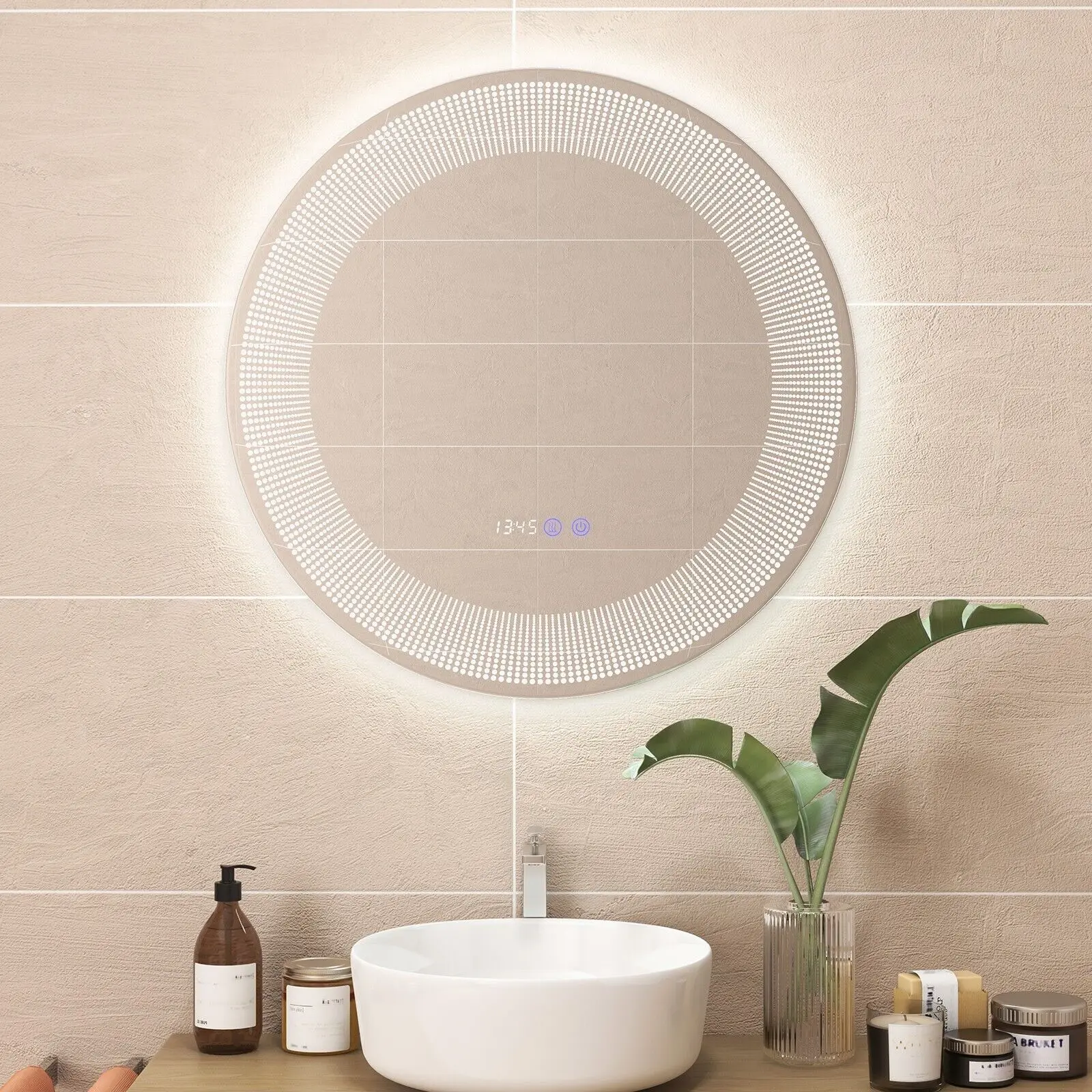 ERGOMASTER Bathroom Led Vanity Mirror Dimmable Vanity Wall Mirror w/3 Colors Lights