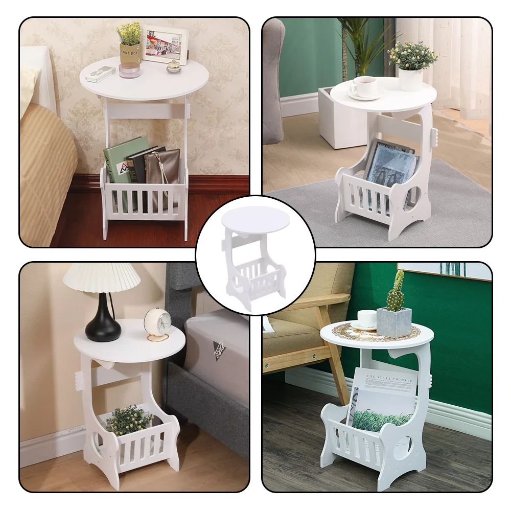 Bedside Table Mini Round Coffee Tea Table Nightstands for Bedroom Simple Small Cabinet Bedroom Furniture Bed Table