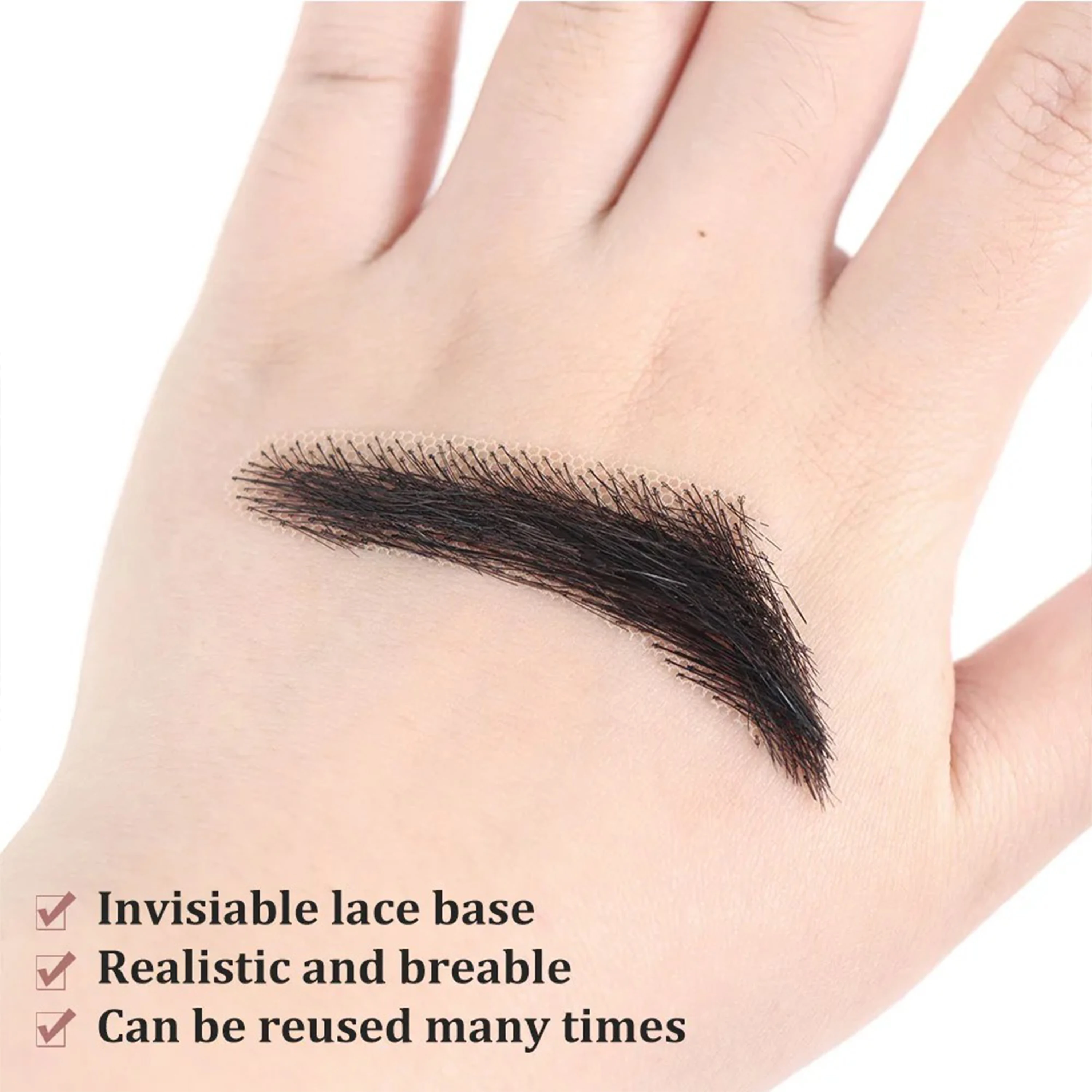 VEYDA Fake Eyebrow Women Or Man Hair Brazilian Hair Invisible Handmade 100% Human Hair Fake Eyebrows Hand Tied False Eyebrows