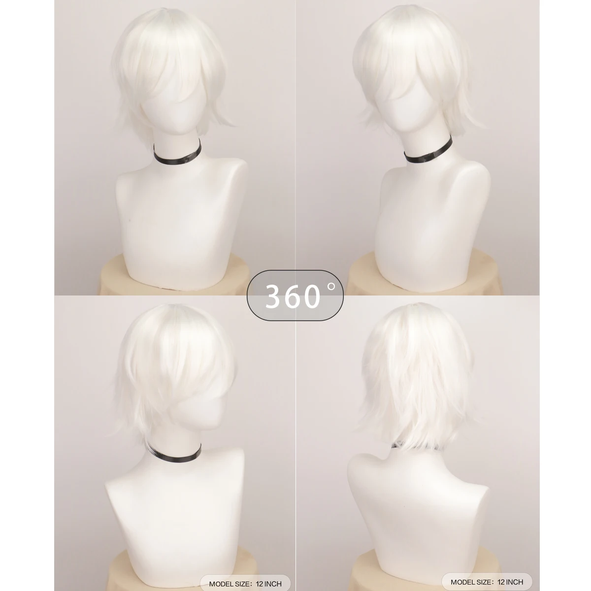 Synthetic Unisex 12 Inches Short Cosplay Hair Party White Red Pink Blonde Orange Yellow Wigs with Bangs Lolita Wig For Men Women