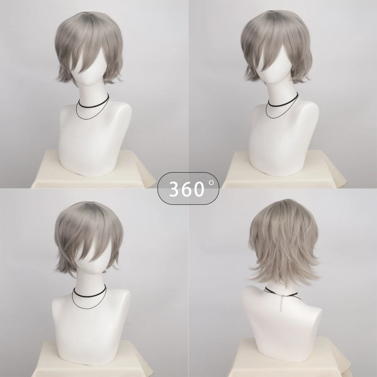 Synthetic Unisex 12 Inches Short Cosplay Hair Party White Red Pink Blonde Orange Yellow Wigs with Bangs Lolita Wig For Men Women