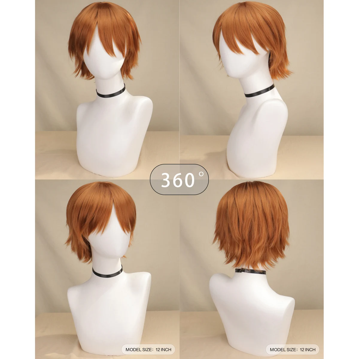 Synthetic Unisex 12 Inches Short Cosplay Hair Party White Red Pink Blonde Orange Yellow Wigs with Bangs Lolita Wig For Men Women