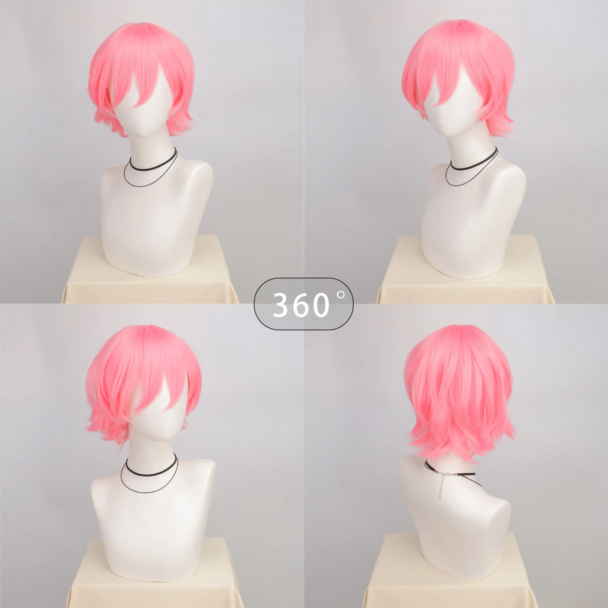 Synthetic Unisex 12 Inches Short Cosplay Hair Party White Red Pink Blonde Orange Yellow Wigs with Bangs Lolita Wig For Men Women