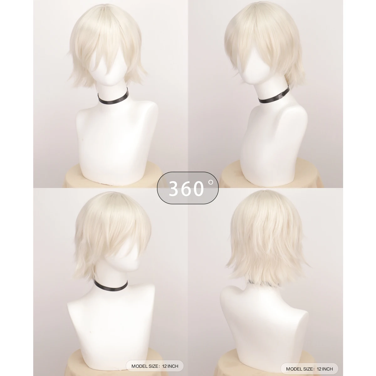 Synthetic Unisex 12 Inches Short Cosplay Hair Party White Red Pink Blonde Orange Yellow Wigs with Bangs Lolita Wig For Men Women
