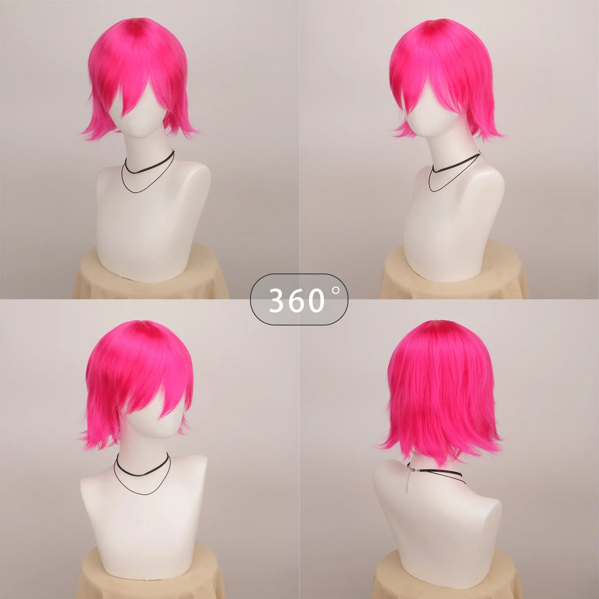 Synthetic Unisex 12 Inches Short Cosplay Hair Party White Red Pink Blonde Orange Yellow Wigs with Bangs Lolita Wig For Men Women