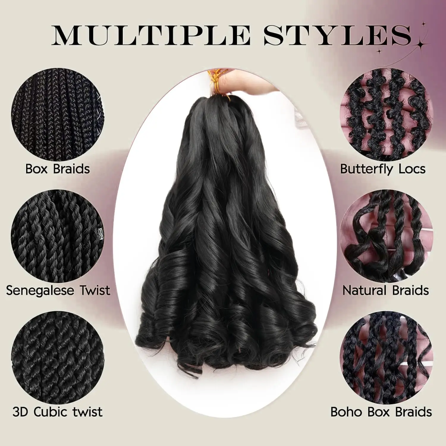 French Curl Braiding Hair 12/16/24Inch French Curl Crochet Braids Short Curly Crochet Hair Bouncy Synthetic Knotless Braiding