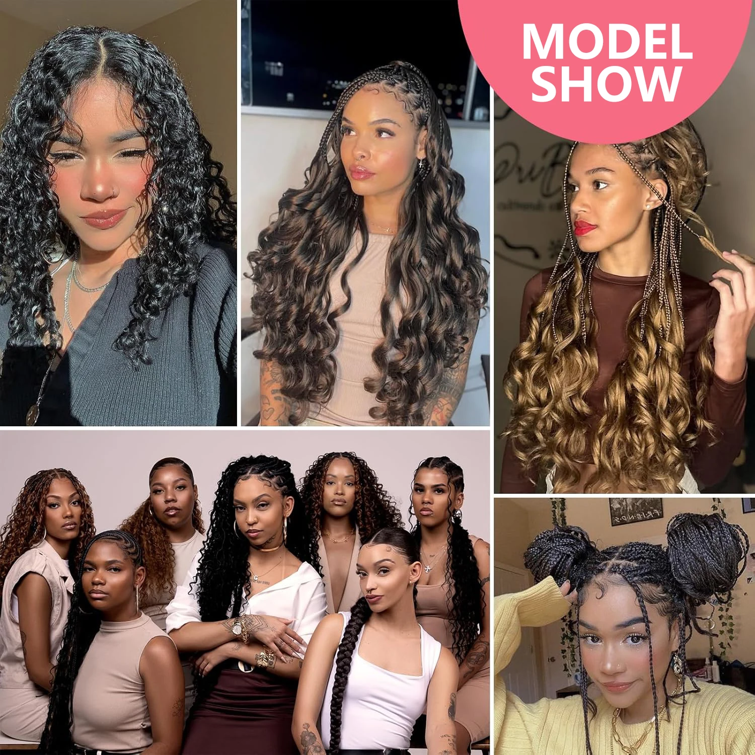 French Curl Braiding Hair 12/16/24Inch French Curl Crochet Braids Short Curly Crochet Hair Bouncy Synthetic Knotless Braiding