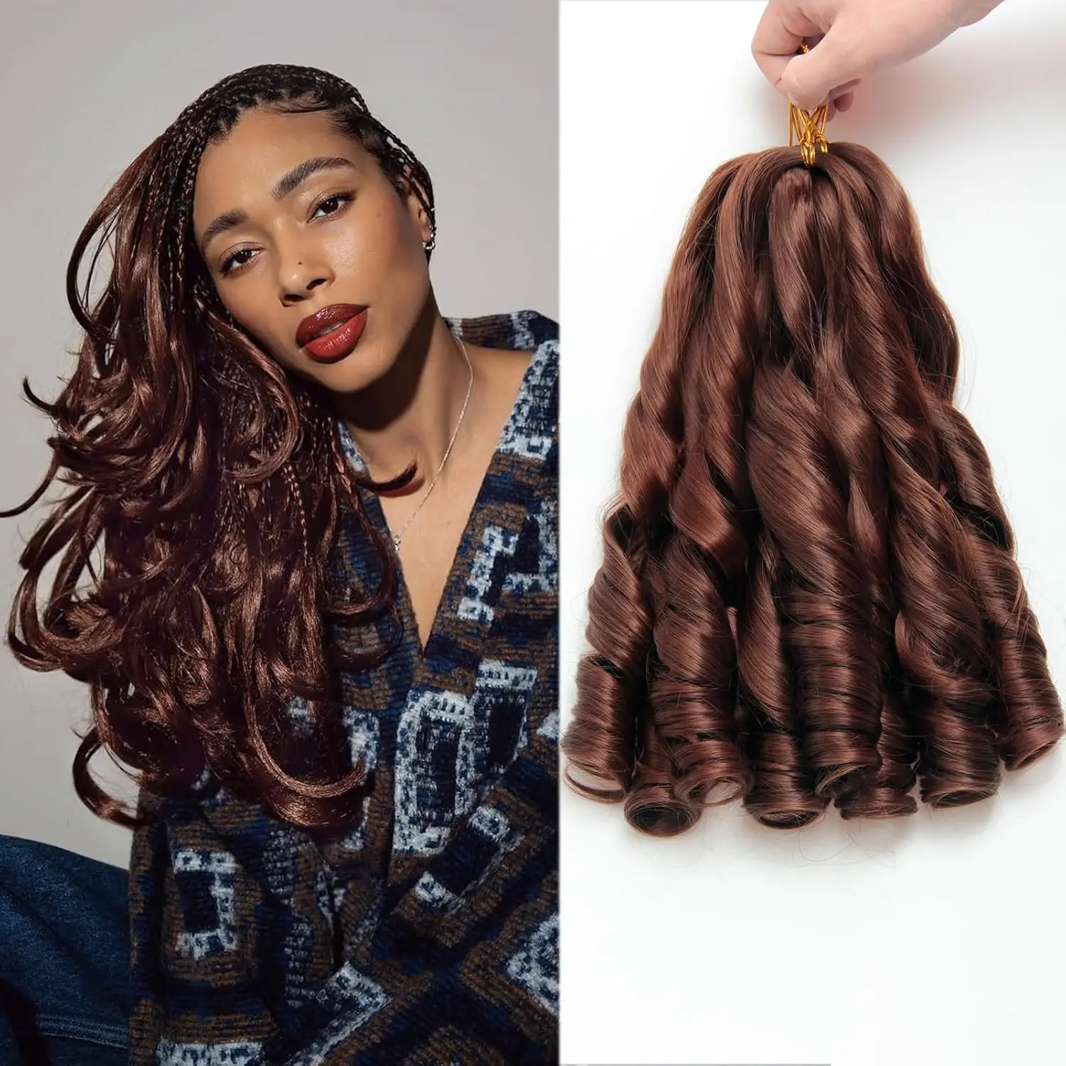 French Curl Braiding Hair 12/16/24Inch French Curl Crochet Braids Short Curly Crochet Hair Bouncy Synthetic Knotless Braiding