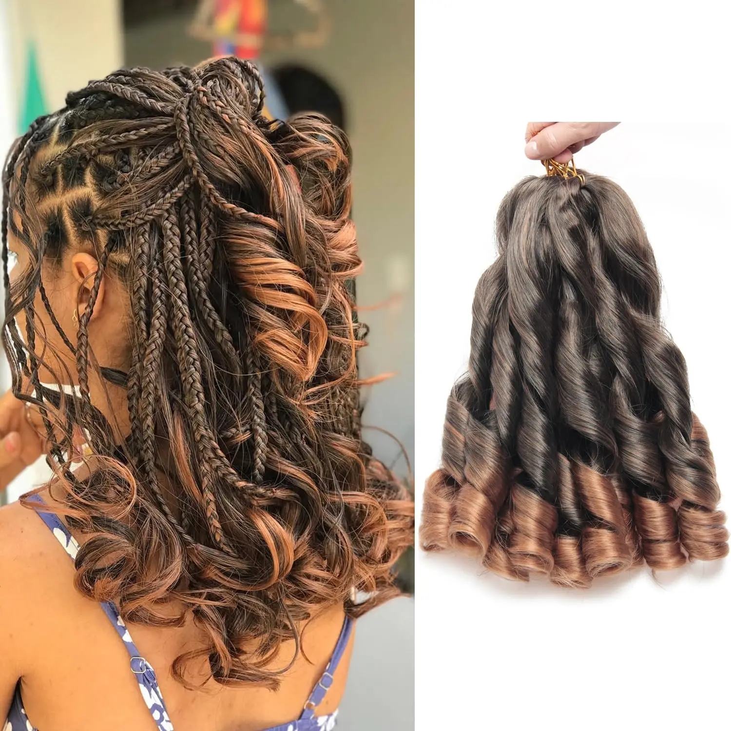 French Curl Braiding Hair 12/16/24Inch French Curl Crochet Braids Short Curly Crochet Hair Bouncy Synthetic Knotless Braiding