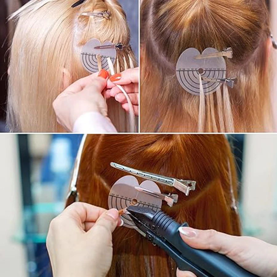 10-100 Pcs Heat Shield Guards for Hair Extensions Clear PVC with Scale Single Hole round Spacer Template Keratin Glue Protection