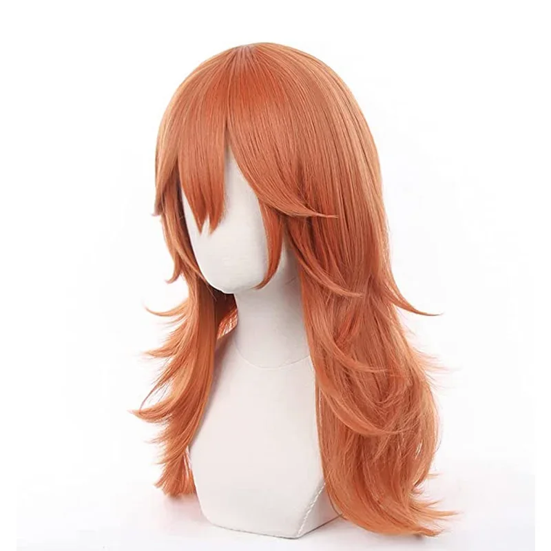Anime Chainsaw Man Cosplay Angel Devil Cosplay Orange Brown Anime Synthetic Wigs Heat Resistant Halloween Party Makima Wigs