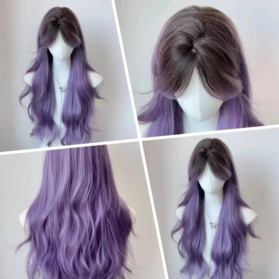 OLACARE Long Body Wave Black Brown Purple Cosplay Wigs Heat Resistant Synthetic Wigs Middle Part Natural Lolita LM Wigs Women