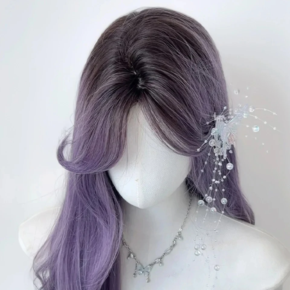 OLACARE Long Body Wave Black Brown Purple Cosplay Wigs Heat Resistant Synthetic Wigs Middle Part Natural Lolita LM Wigs Women