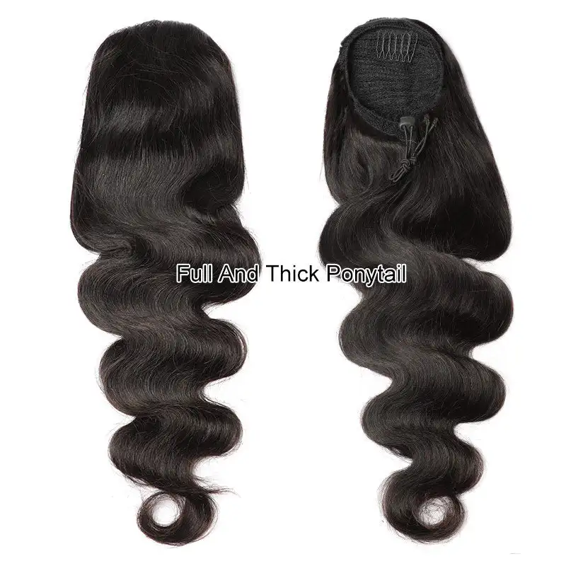 Body Wave Drawstring Ponytail Natural Black Brazilian 100% Real Human Hair Ponytail Clip In Hair Ponytail Extensions For Women
