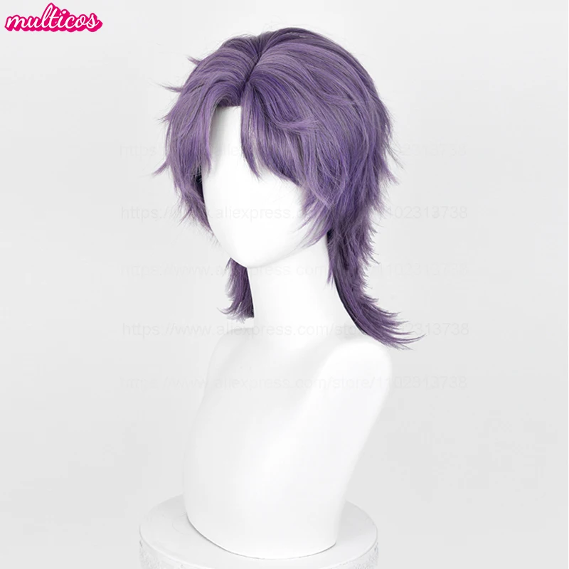 Love And Deepspace Rafayel Cosplay Wig Shor Mixed Purple Heat Resistant Synthetic Hair Halloween Party Anime Wigs + Wig Cap