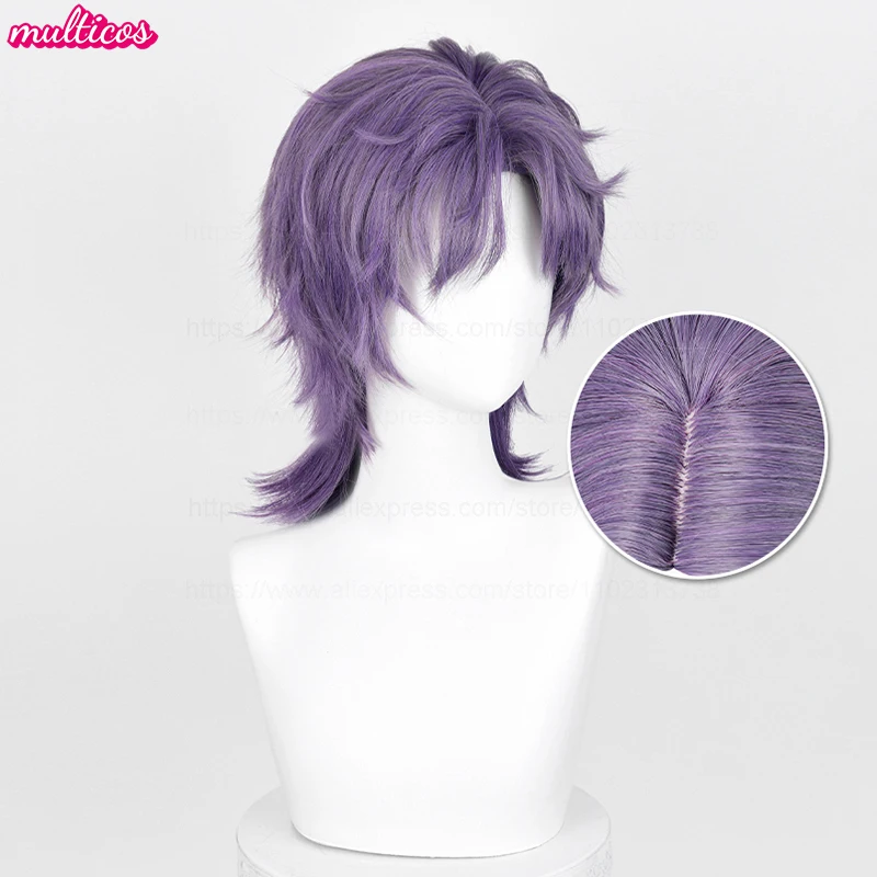 Love And Deepspace Rafayel Cosplay Wig Shor Mixed Purple Heat Resistant Synthetic Hair Halloween Party Anime Wigs + Wig Cap