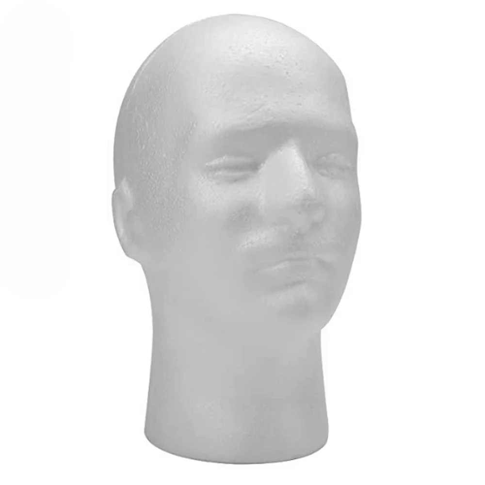 Lightweight Male Foam Mannequin Head Wig Display Stand for DIY Painting Hat Scarf Salon Wig Holder Rack