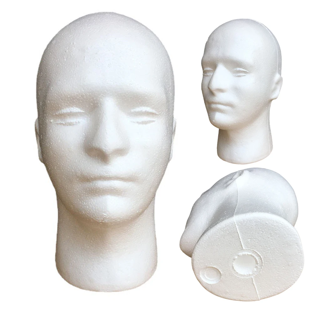 Lightweight Male Foam Mannequin Head Wig Display Stand for DIY Painting Hat Scarf Salon Wig Holder Rack