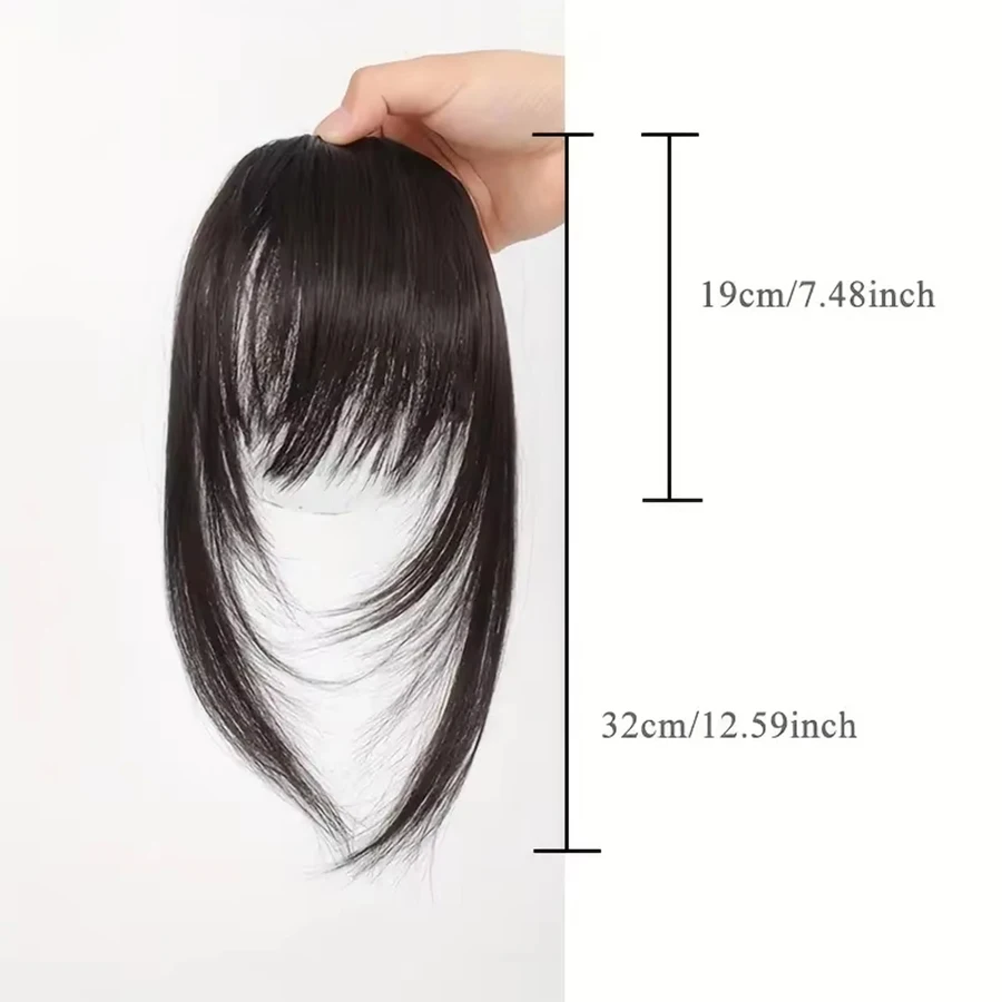 Women's Straight Synthetic Hair Extensions with Layered Bangs Side-Swept Bangs Natural-Looking Hairpiece for Versatile Styling