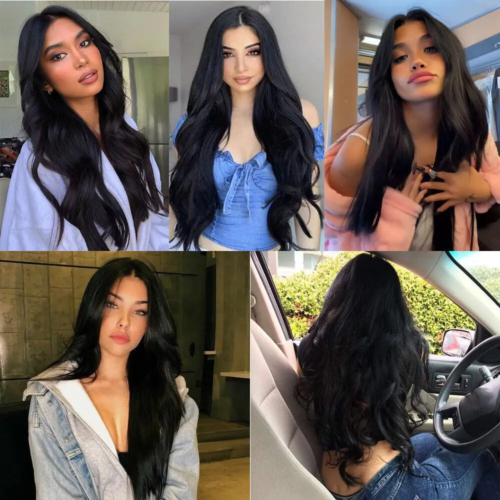 Black Long Wavy Synthetic Wig, Halloween Wig, Cosplay Wig, Role-Playing Wig, Daily Party Wig, High-Temperature Hair Accessory
