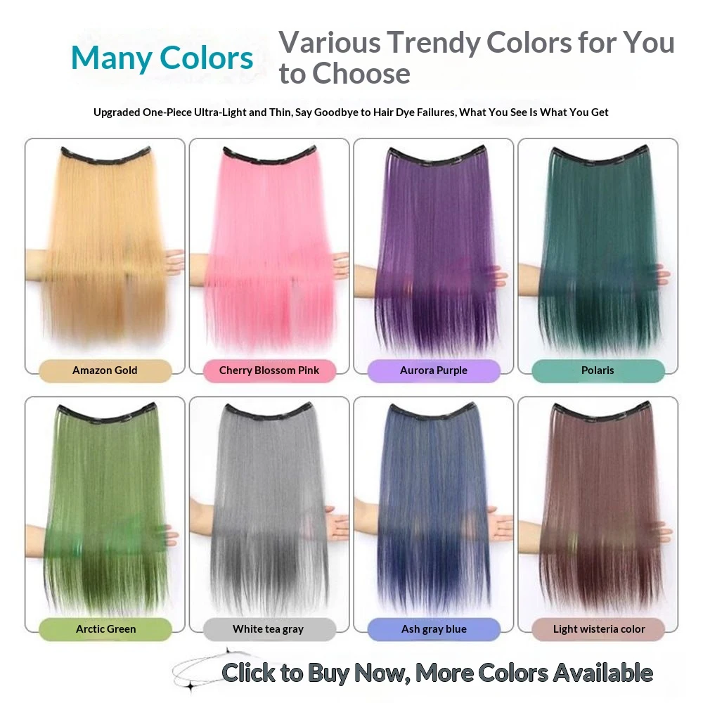Synthetic Colored Highlighting Clip-in Hair Extensions Long Straight Ear-hanging Dyeing Wig Piece Color Thin Seamless Fake Hair