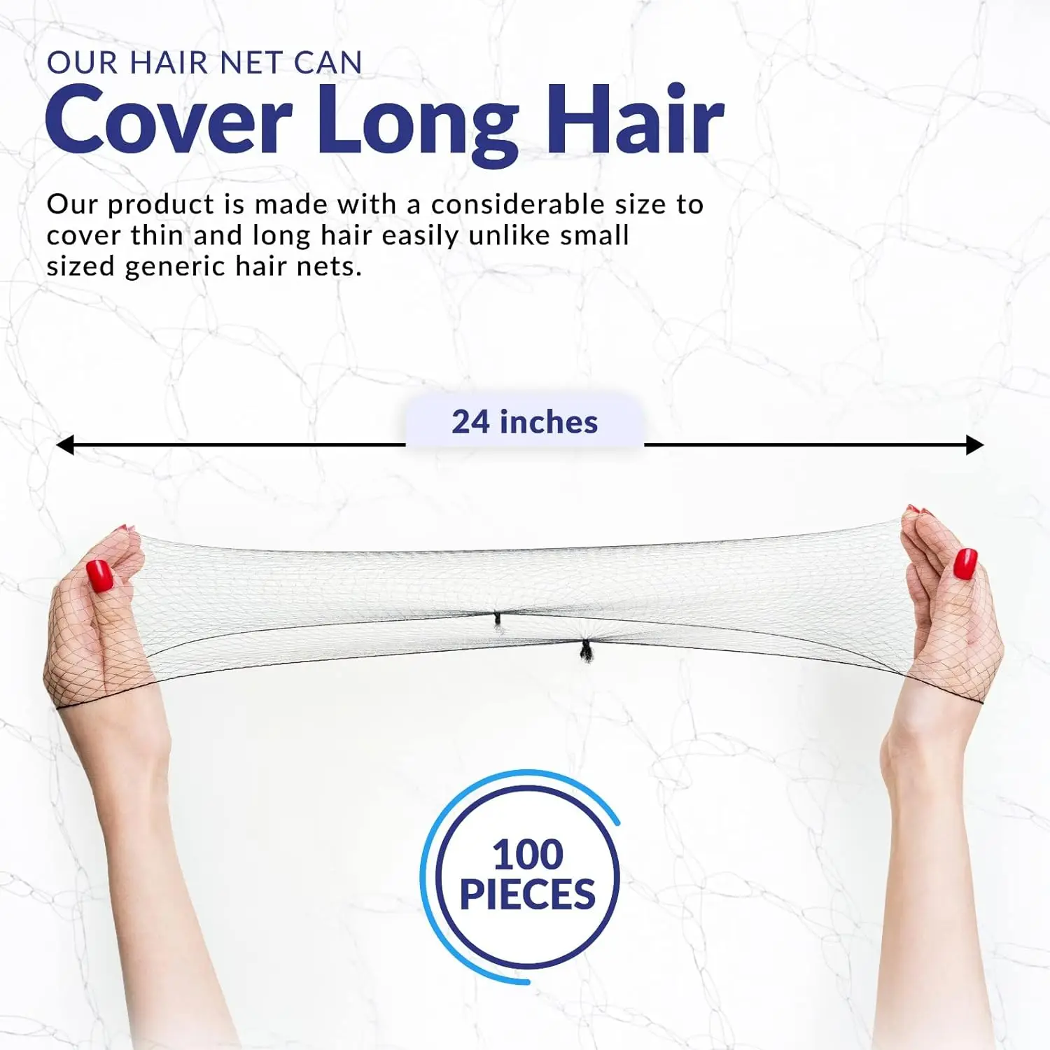 Hair Net 50 Pcs, 24 Inches Hair Nets Elasticity Invisible Elastic Mesh for Food Service, Ballet Bun, Sleeping, Women and Wig
