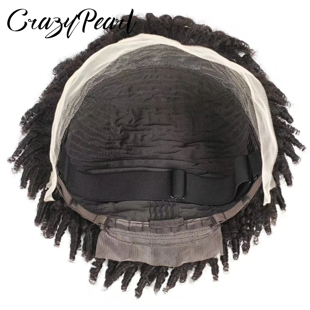 Short Pixie Cut Dreadlocks Wigs Natural Color Afro Twists Dreadlocks Lace Frontal Wig Faux Locs Braided Hair Replacement Wigs