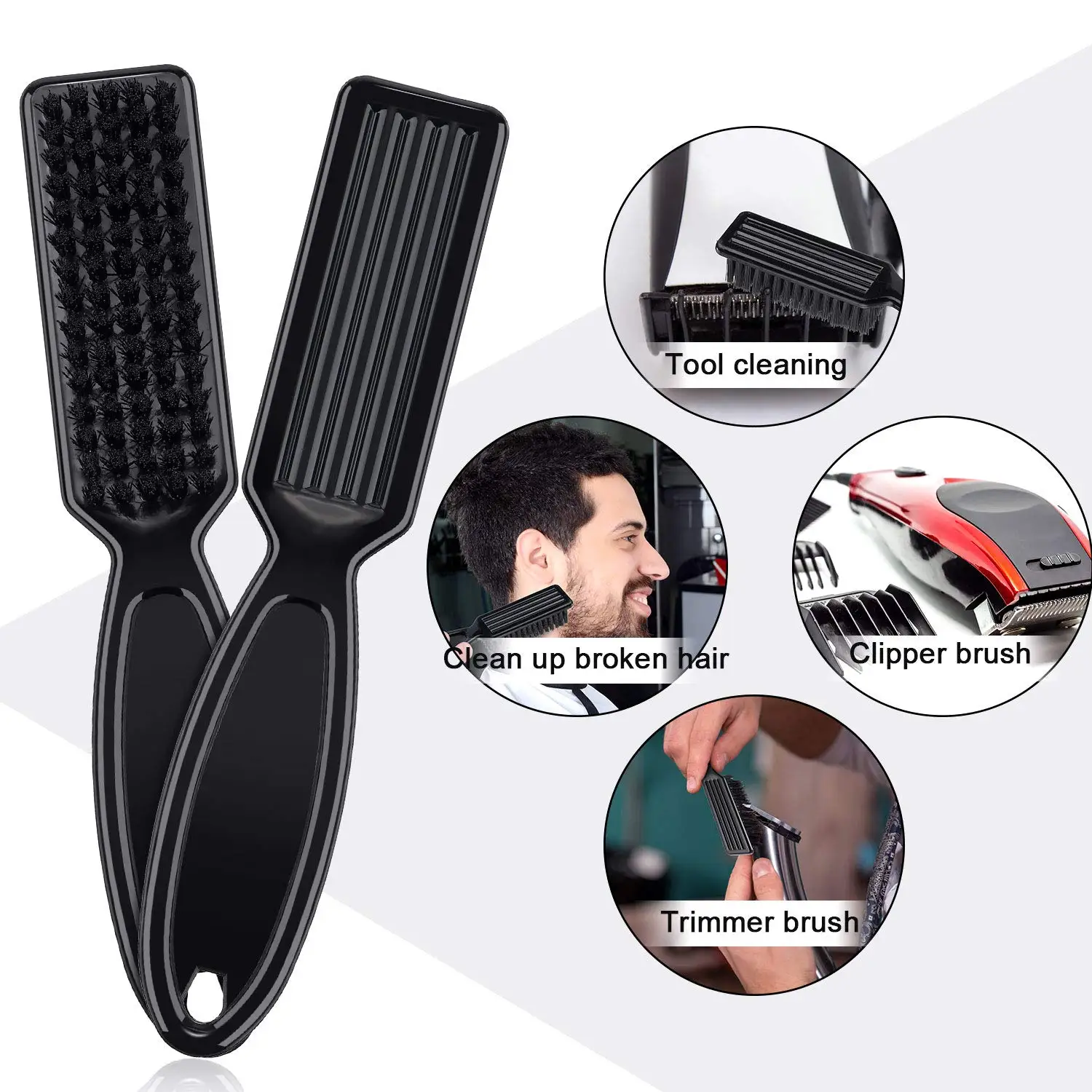 Barber Cleaning Brushes,Plastic Handle Nylon Bristles, Multifunctional Cleaning Supplies for Hair Salon, Haircuts,Home and Trave