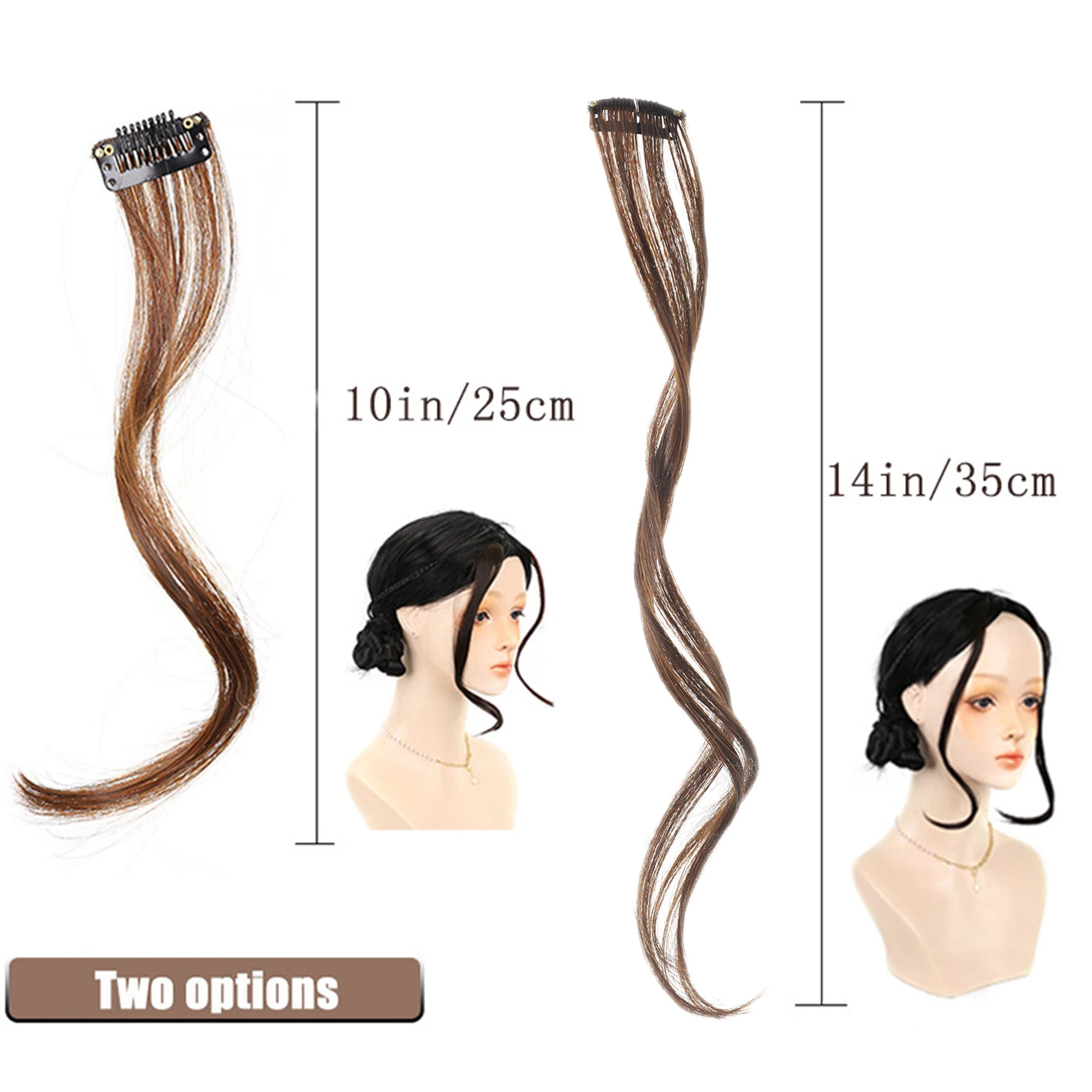 2PC Synthesis Bangs Wig Hair Extensions Curly Clip-on Hair Front Side Long Wavy Blone Bangs With Clip Invisible Fringe Fake Hai