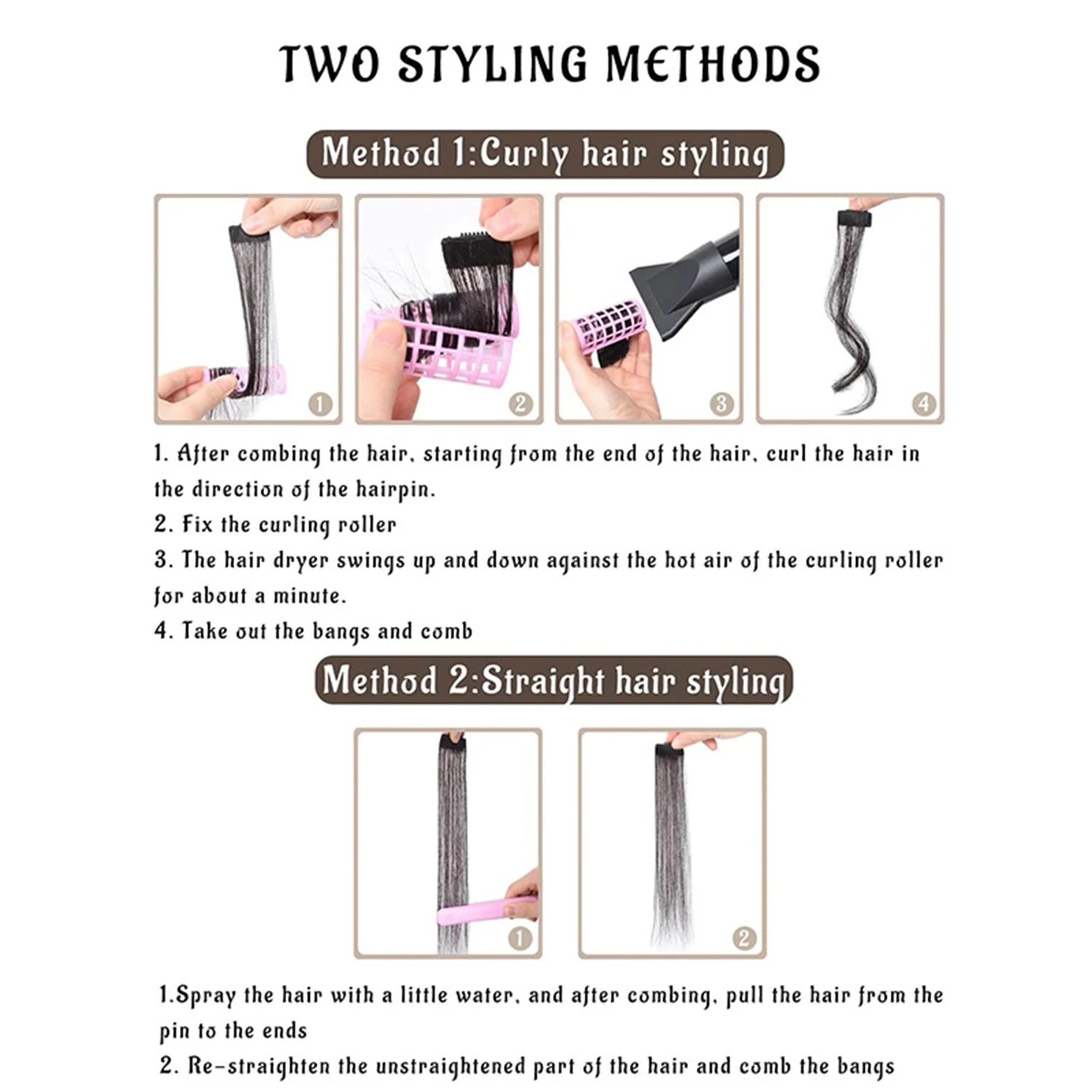 2PC Synthesis Bangs Wig Hair Extensions Curly Clip-on Hair Front Side Long Wavy Blone Bangs With Clip Invisible Fringe Fake Hai