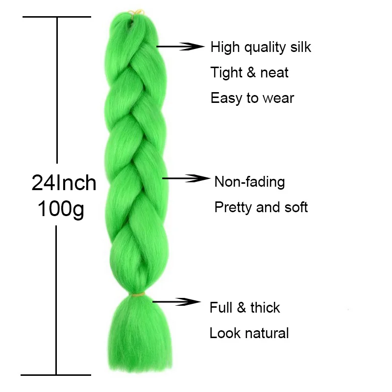 Synthetic Ombre Braiding Hair 24Inch 1Pack Pre Stretched Box Jumbo Colorful Crochet Extensions for Women