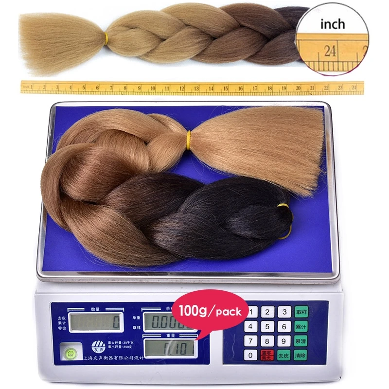 Synthetic Ombre Braiding Hair 24Inch 1Pack Pre Stretched Box Jumbo Colorful Crochet Extensions for Women