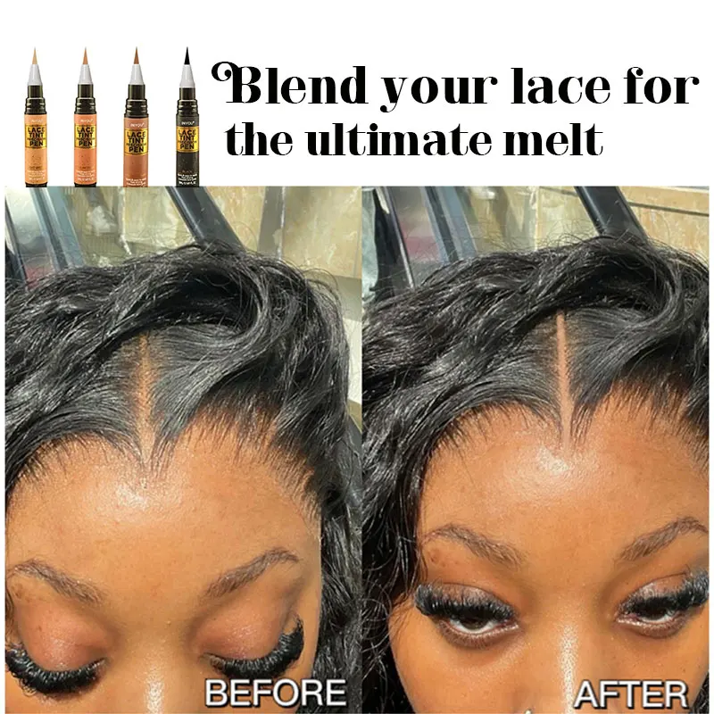 Lace Tint Pen Tinted Lace Precison Parting Pen Black Medium Dark Light Brown 5Ml 0.17Oz - Wig Lace Tint With Brush Applicatior