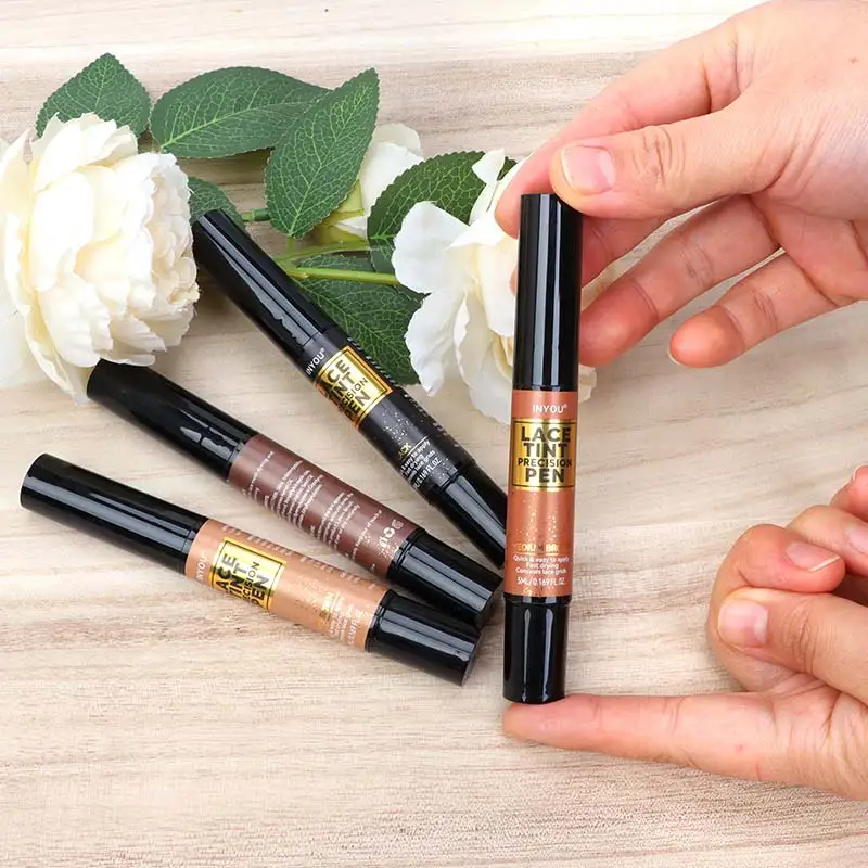 Lace Tint Pen Tinted Lace Precison Parting Pen Black Medium Dark Light Brown 5Ml 0.17Oz - Wig Lace Tint With Brush Applicatior