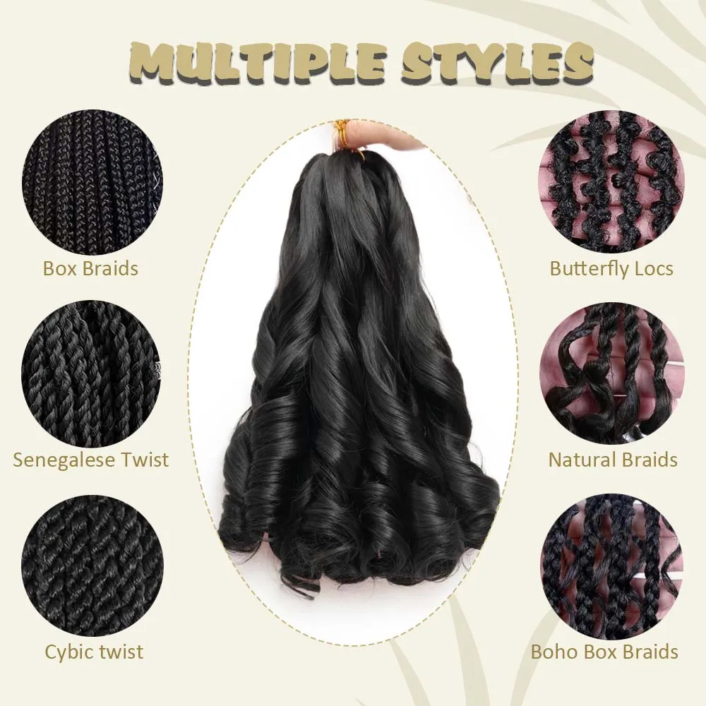 3/5Packs 24Inch Synthetic French Curls Crochet Hair Pre-Stretched Loose Wave Braiding Hair Ombre Loose Curly Braids Braids Hair