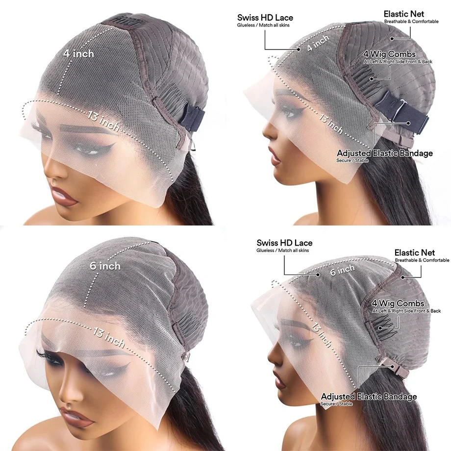 200 Density Bone Straight 5×5 13x6 Hd Lace Frontal Wig Glueless Wear and Go 13x4 Brazilian Human Hair Natural Black
