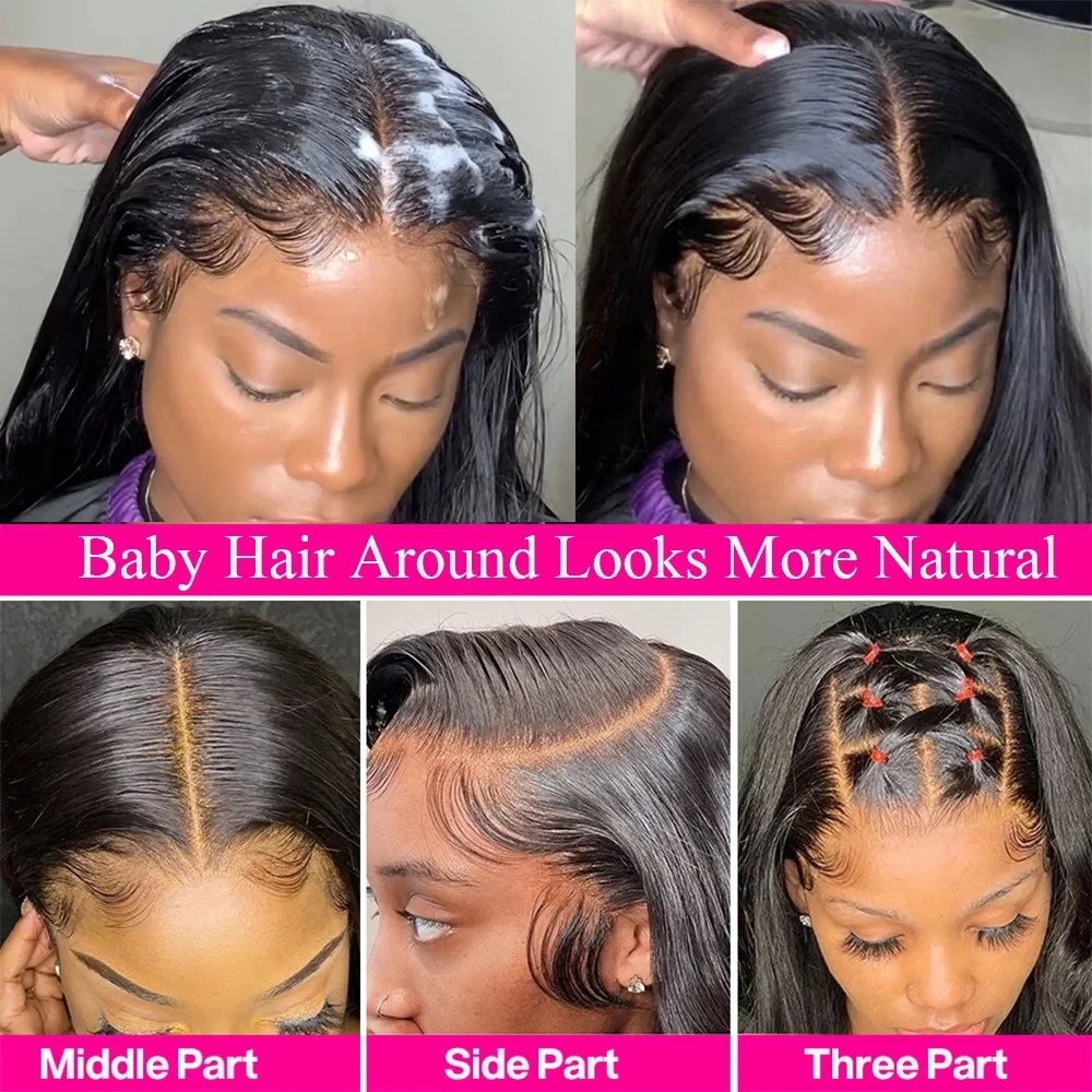 200 Density Bone Straight 5×5 13x6 Hd Lace Frontal Wig Glueless Wear and Go 13x4 Brazilian Human Hair Natural Black