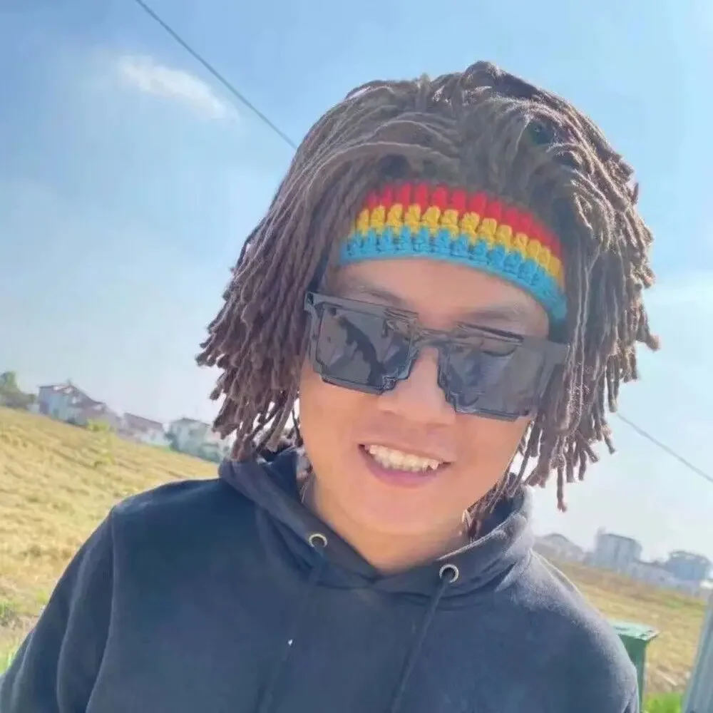 Men Women Synthetic Wig False Braid Dreadlock Dreadlocks Beanie Cap Handmade Crochet Hat Rasta Jamaica Cosplay Party Headwear