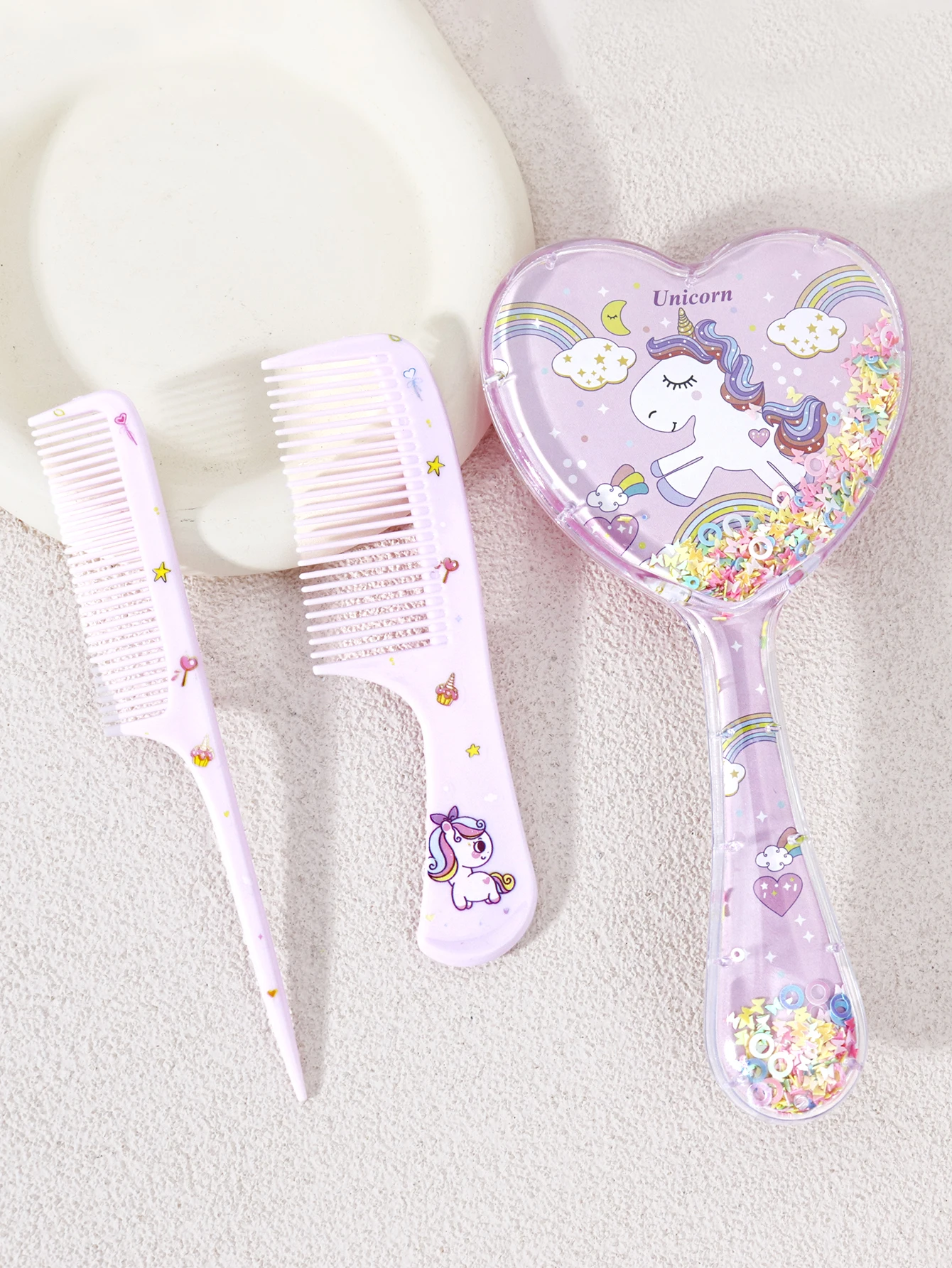 3-Piece Hair Comb Set with Cute Cartoon Pattern Hair Brushes and 2 Combs, Both Dry and Wet, Gift, Special for Real Hair Wigs
