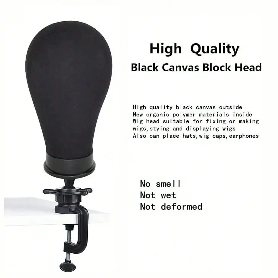 22 Inch Mannequin Head With Stand Canvas Head Wig Model With Mount Hole For DIY Wig Making